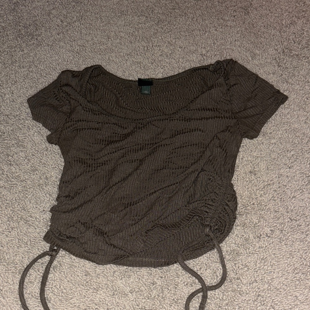 Wild Fable Brown Mesh Crop Top